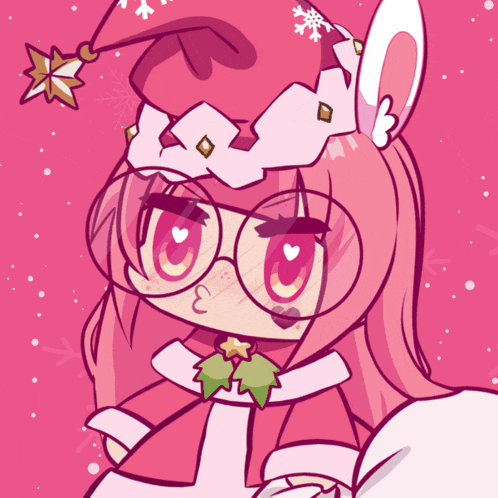 a drawing of a girl wearing glasses and a hat