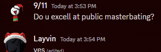a screenshot of a conversation between layvin and 9/11 today
