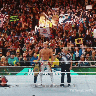 a man in a wrestling ring with a sign that says " without cowboys fan "