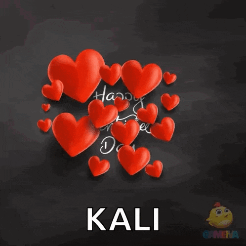 a happy valentine 's day card with red hearts