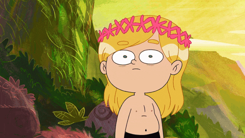 a cartoon of a girl with a flower crown on her head