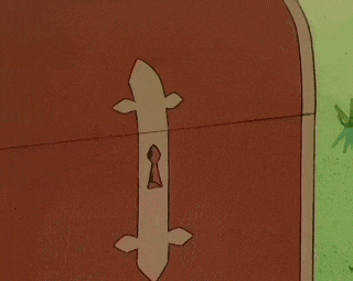 a person is opening a door with a key in a cartoon .