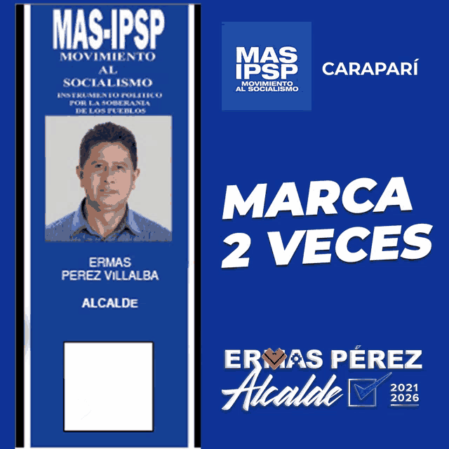 a blue sign that says marca 2 veces with a man on it