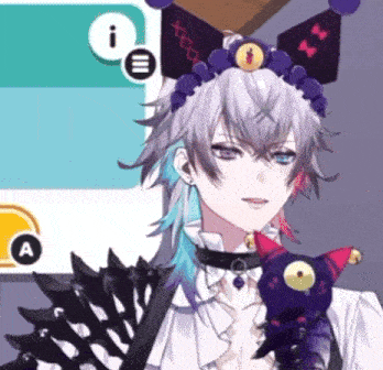 a boy with gray hair and blue eyes is holding a stuffed animal in his hands .