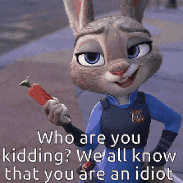 judy hopps from zootopia is holding a carrot in her hand