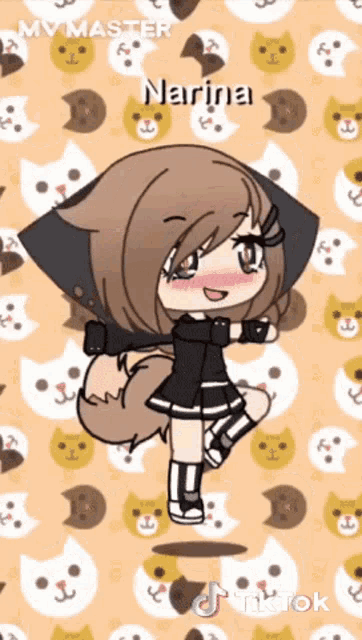 a cartoon girl with the name marina on the bottom right