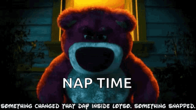 a teddy bear with the words nap time written above it