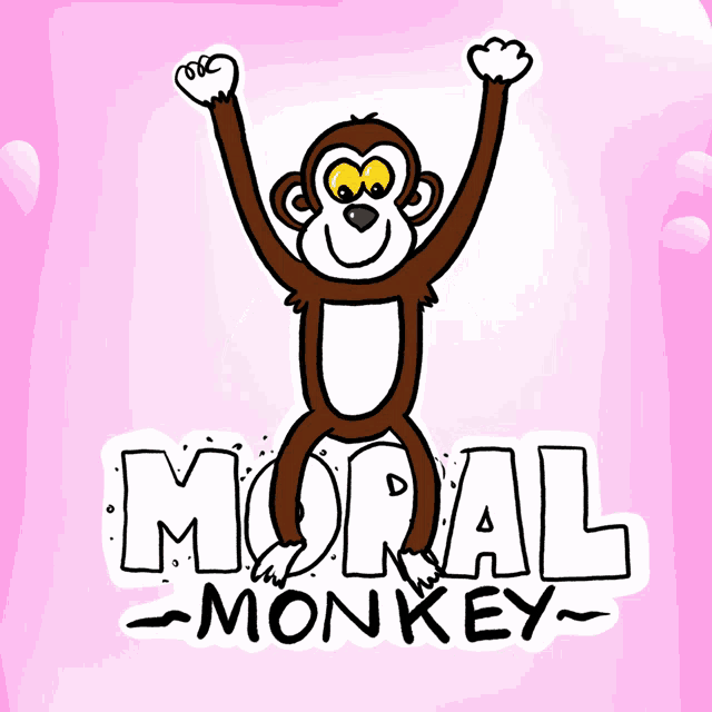 a cartoon of a monkey with moral monkey written on it