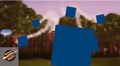 a picture of a house with blue squares and a plane