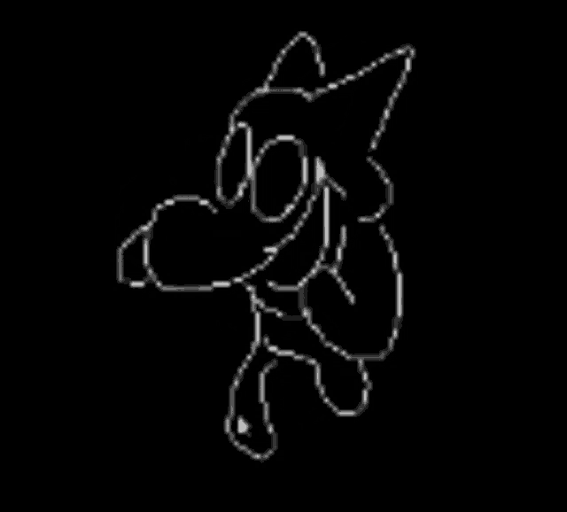 a black and white drawing of a cartoon dog