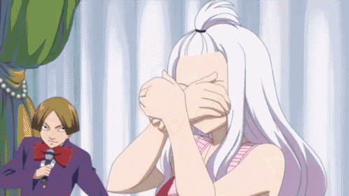 a cartoon of a woman covering her face with her hands