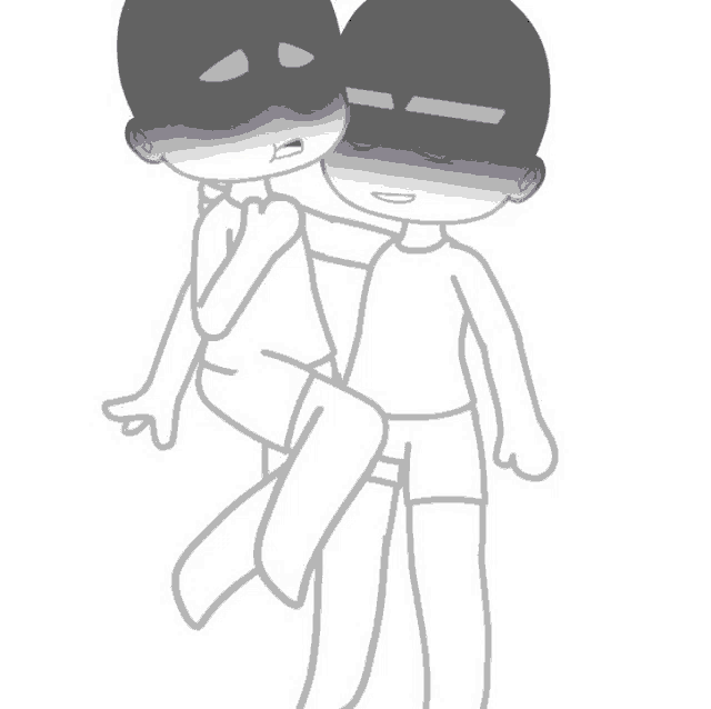 a drawing of a person carrying another person .