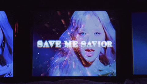 a video of a woman with the words save me savior on it