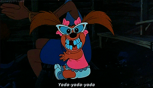 a cartoon of a baby wearing sunglasses is being held by a man and says yada-yada-yada