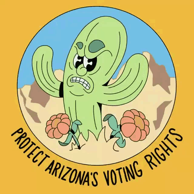 a sticker that says protect arizona 's voting rights with a cactus on it