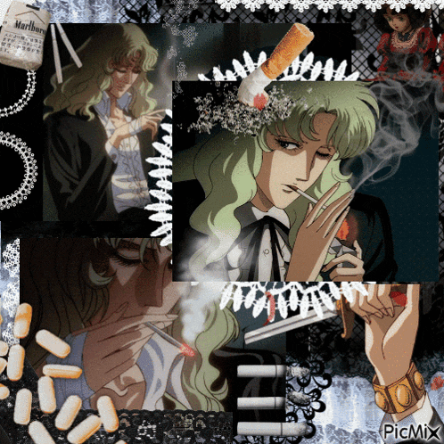 a man smoking a cigarette with a marlboro cigarette in the background