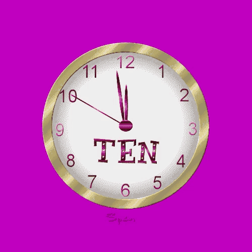 a happy new year clock with balloons and confetti