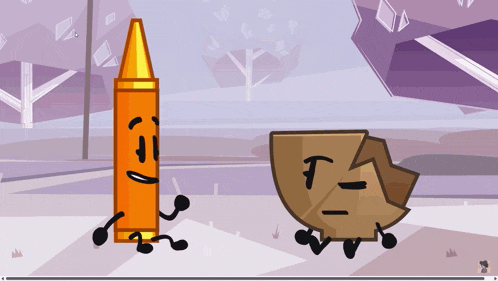 a cartoon drawing of a bullet and a piece of wood with faces