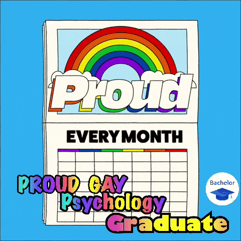 a calendar with a rainbow and the word proud on it