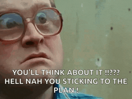 a man wearing glasses is saying `` you 'll think about it ! ''