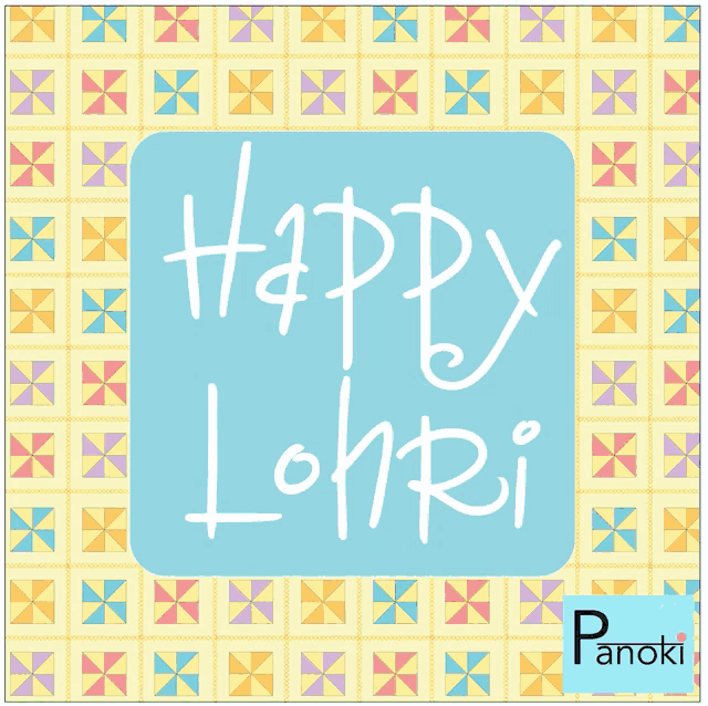 a red square with the words happy lohri written in white