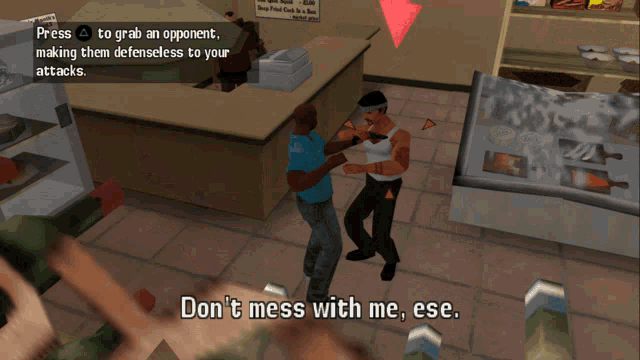 a screenshot of a video game that says don t mess with me ese