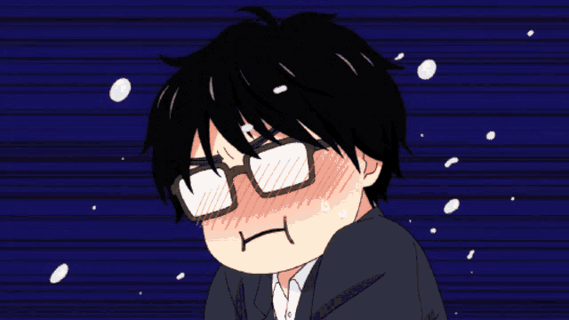 a cartoon of a man wearing glasses and making a funny face