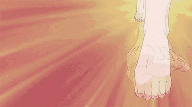 a cartoon drawing of a woman standing in a hallway with a sign on the wall pointing to the right