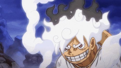 a cartoon character with white hair and smoke coming out of his head