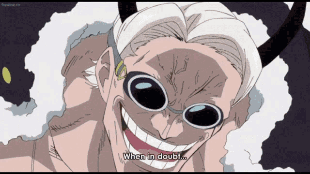 a cartoon character says when in doubt while smiling