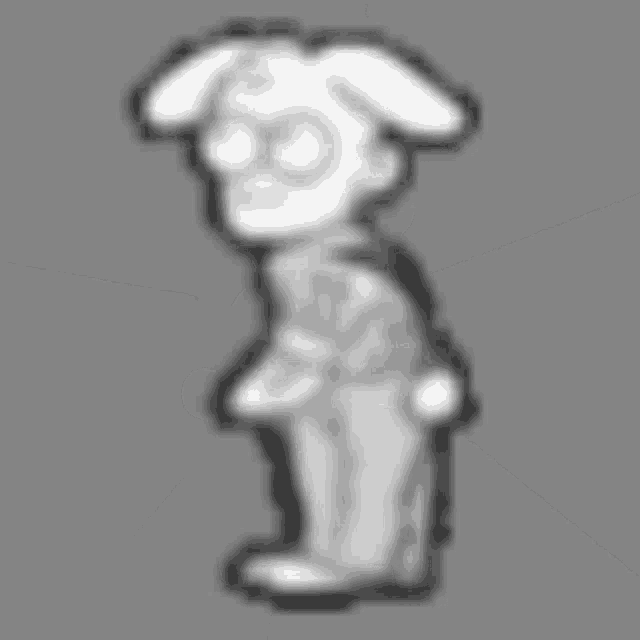 a black and white drawing of a cartoon character wearing bunny ears and glasses .