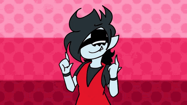 a cartoon character is making a peace sign
