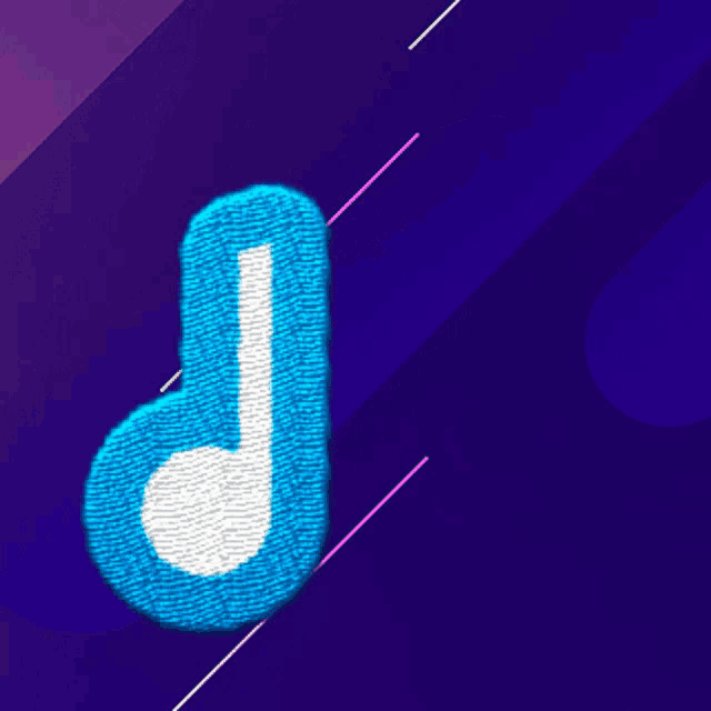 a blue and white music note icon on a purple background