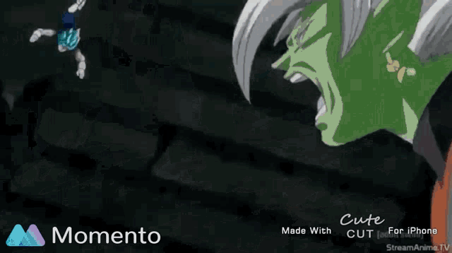 a screenshot of a momento video with a cartoon character