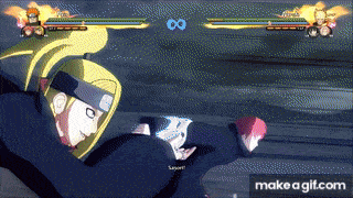 a screenshot of a video game with two characters fighting each other and the words make a gif.com in the bottom right corner