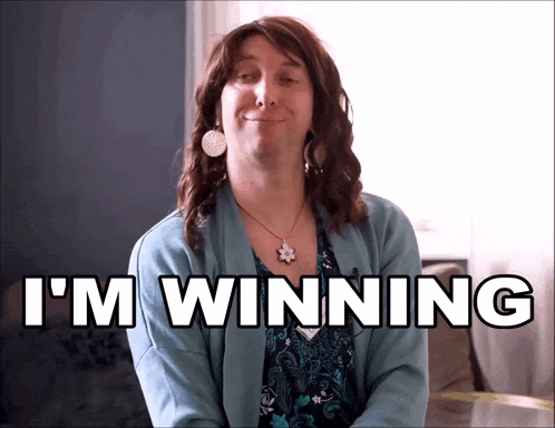 a woman says i 'm winning in front of her