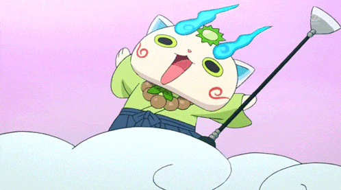 a cartoon character with the number 6 on its face is holding a stick