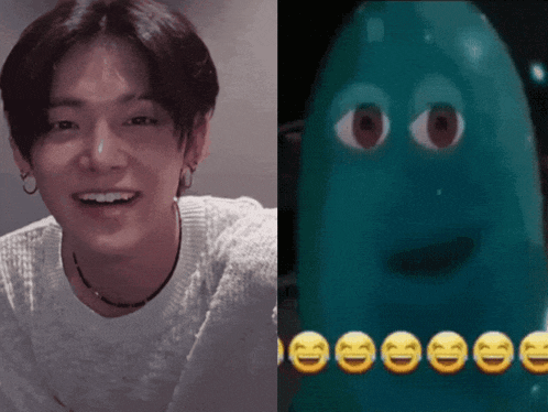 a picture of a person next to a picture of a cartoon character