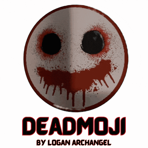 a logo for deadmoji by logan archangel has a bloody smiley face