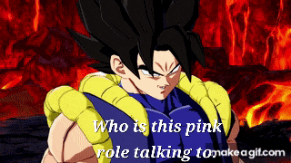 a cartoon character with the words who is this pink role talking to make a gif.com below him