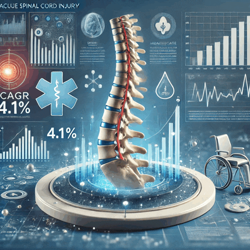 an illustration of a spine with the words " acue spinal cord injury " on the bottom