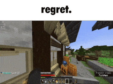 a screenshot of a video game with the word regret at the bottom