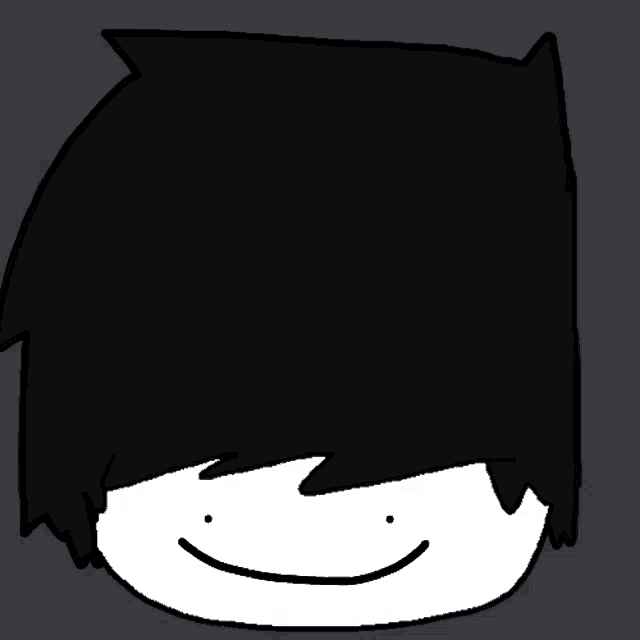 a drawing of a person with black hair and a white face