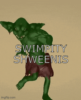 a picture of a goblin with the words swimpity shweenis