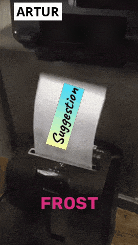 a piece of paper is being shredded and the word frost is on the bottom