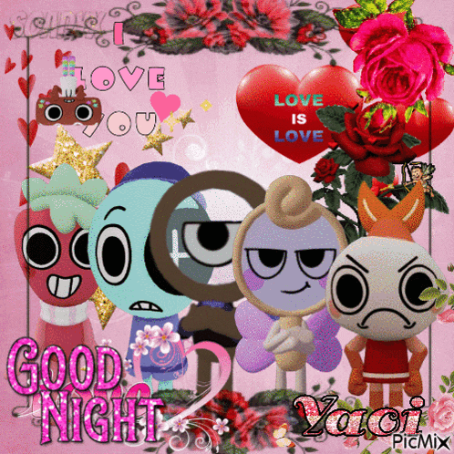 a picture of cartoon characters with the words love is love