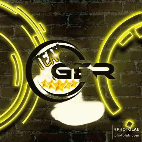 a picture of a neon sign that says team gfr