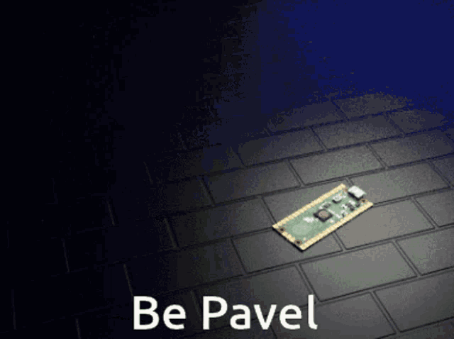 a brick floor with the words be pavel on the bottom