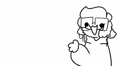a black and white drawing of a cartoon character wearing glasses and giving a thumbs up .