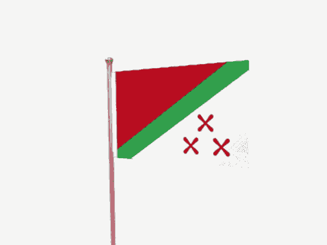a red white and green flag with three red crosses on it